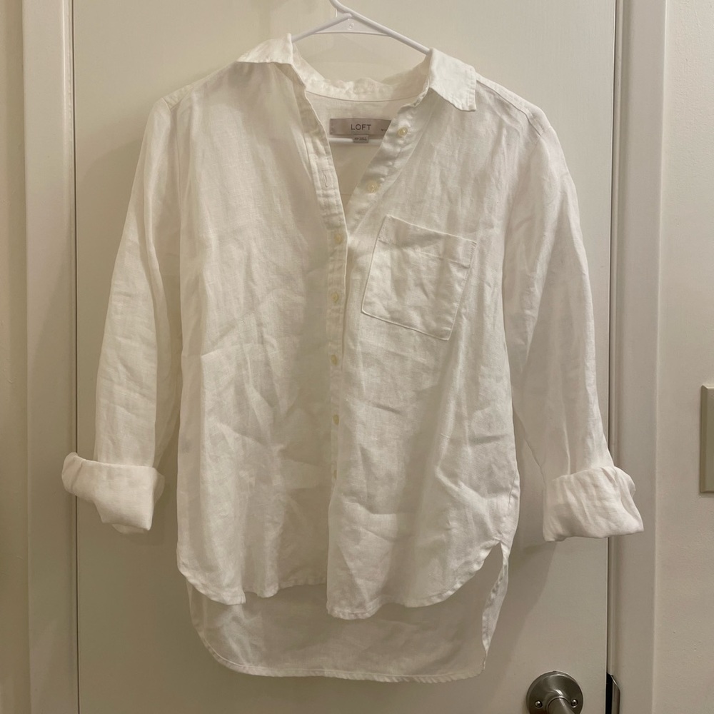 LOFT White Button Down Shirt XS